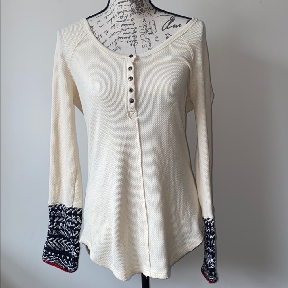 Free People+Long Sleeve Thermal+Top+Like New +Sz L